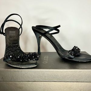 Gucci Satin Jeweled Sandals